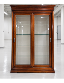 VETRINA 2 PORTE SCORREVOLI IN LEGNO TINTA NOCE L.145 x P.50 H.215