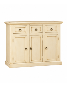 Madia Credenza in Legno Avorio Anticato con 3 Ante e 3 Cassetti – L.100 P.39 H.85 cm vista frontale