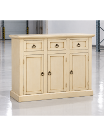 Madia Credenza in Legno Avorio Anticato con 3 Ante e 3 Cassetti – L.100 P.39 H.85 cm