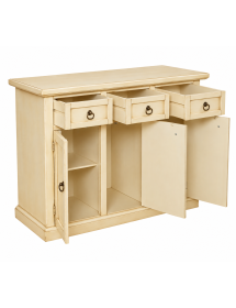 Madia Credenza in Legno Avorio Anticato con 3 Ante e 3 Cassetti – L.100 P.39 H.85 cm
