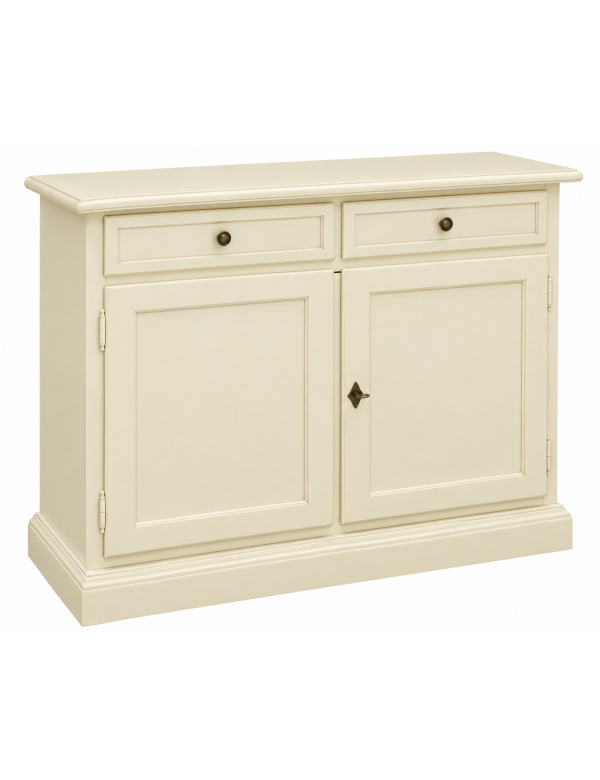 Madia Credenza Shabby Chic In Legno 2 Porte avorio 105x42x85 vista frontale