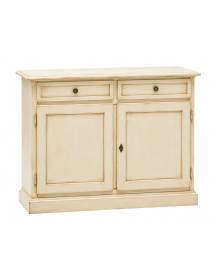 Madia Credenza Shabby Chic In Legno 2 Porte avorio anticato 105x42x85 vista frontale