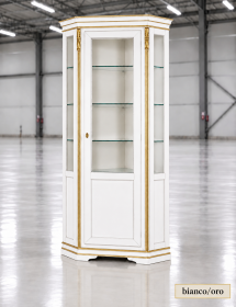 Vetrina Angolare Shabby Chic in Legno Massello 1 Porta - Colorata, Oro o Argento | L.76 P.76 H.215