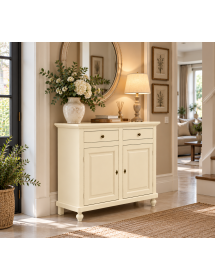 MADIA CREDENZA IN LEGNO SHABBY CHIC 2 ANTE AVORIO 104X43X98