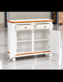 MADIA CREDENZA NAPOLETANA 2 PORTE LACCATO BIANCO DECORI 104x43x98