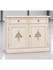 Credenza 2 Ante legno shabby bianco anticato decorato 105X42X85