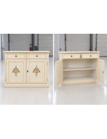 Credenza 2 Ante legno shabby bianco anticato decorato 105X42X85