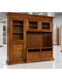 PARETE ATTREZZATA IN LEGNO NOCE BASSANO L.230 P.57 H. 235