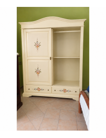 Armadio 2 ante scorrevoli legno shabby avorio decori 180X67X225