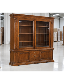 LIBRERIA CRISTALLIERA ANTE SCORREVOLI LEGNO TINTA NOCE  L.212 P.45 H.220
