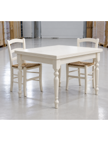 Set tavolo quadrato bianco 80x80 90x90 100x100 allungabile con 4 se...