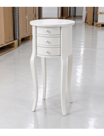 Tavolino rotondo classico legno bianco opaco 35x35x68