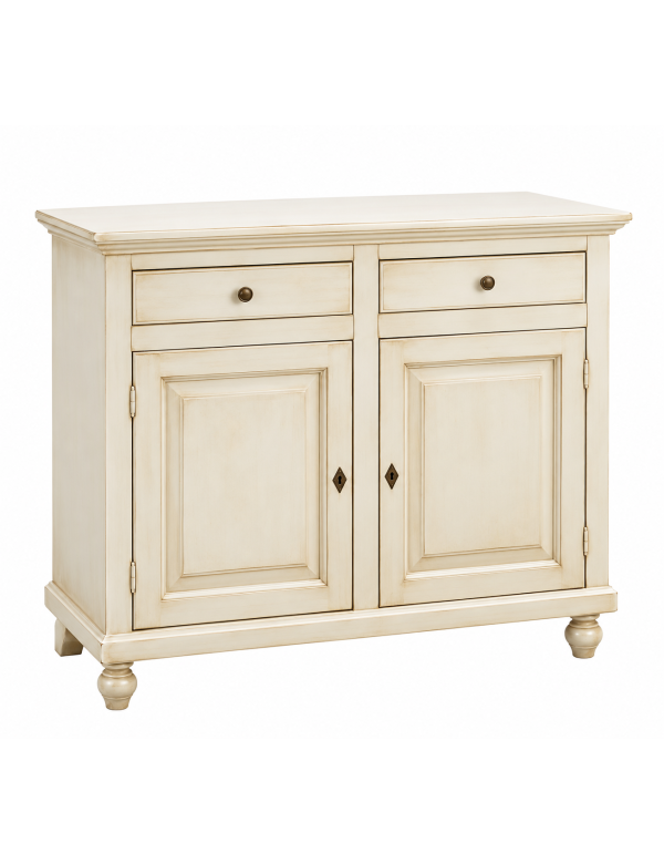 MADIA CREDENZA IN LEGNO SHABBY CHIC 2 ANTE AVORIO PATINATO 104X43X98