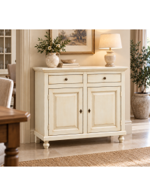MADIA CREDENZA IN LEGNO SHABBY CHIC 2 ANTE AVORIO PATINATO 104X43X98