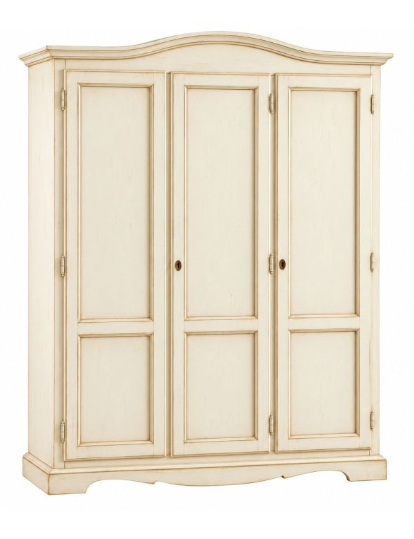 Armadio 3 ante legno shabby avorio anticato 158x56X197