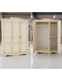 Armadio 3 ante legno shabby avorio anticato 158x56X197