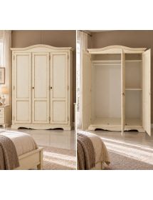 Armadio 3 ante legno shabby avorio anticato 158x56X197