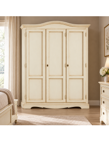 Armadio 3 ante legno shabby avorio anticato 158x56X197
