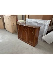 Madia Credenza Arte Povera Noce 3 Porte e 1 Cassetto con Decori Oro | L120 P39 H85 cm