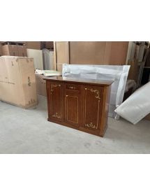 Madia Credenza Arte Povera Noce 3 Porte e 1 Cassetto con Decori Oro | L120 P39 H85 cm