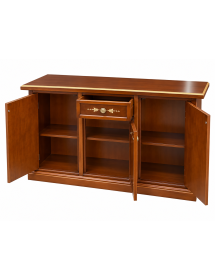 Madia Credenza Arte Povera Noce 3 Porte e 1 Cassetto con Decori Oro | L120 P39 H85 cm