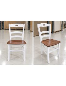 Sedie shabby bicolore in legno massello – Set 2