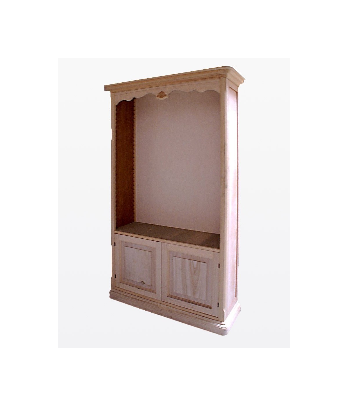 MOBILI 2G - LIBRERIA SAGOMATA CON 3 RIPIANI LEGNO GREZZO 120X42X207