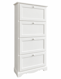MOBILI 2G -  Scarpiera 4 ante ribalta arte povera legno bianco 79X30X170 (1281) vista frontale