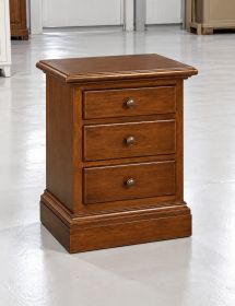 Comodino Arte Povera in Legno Noce | 3 Cassetti | 50x38x65 cm