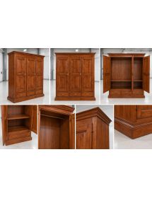 Armadio 3 porte arte povera in legno tinta noce 182x61x221 (611)