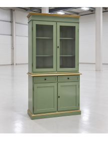 Cristalliera 2 porte shabby legno verde salvia filo oro 105x42x206