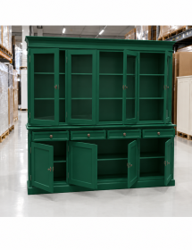 Cristalliera classica 4 porte 4 cassetti legno shabby verde 205X42X205