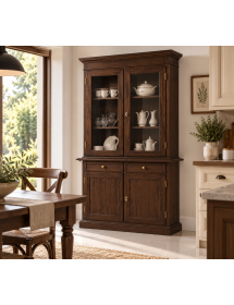 CRISTALLIERA IN LEGNO TINTA WENGE' ARTE POVERA  103X42X205 (383)