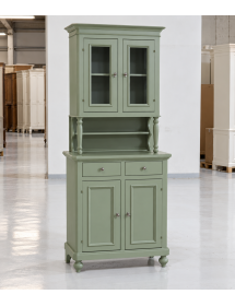 Cristalliera 2 ante napoletana arte povera in legno verde salvia 82x43x205