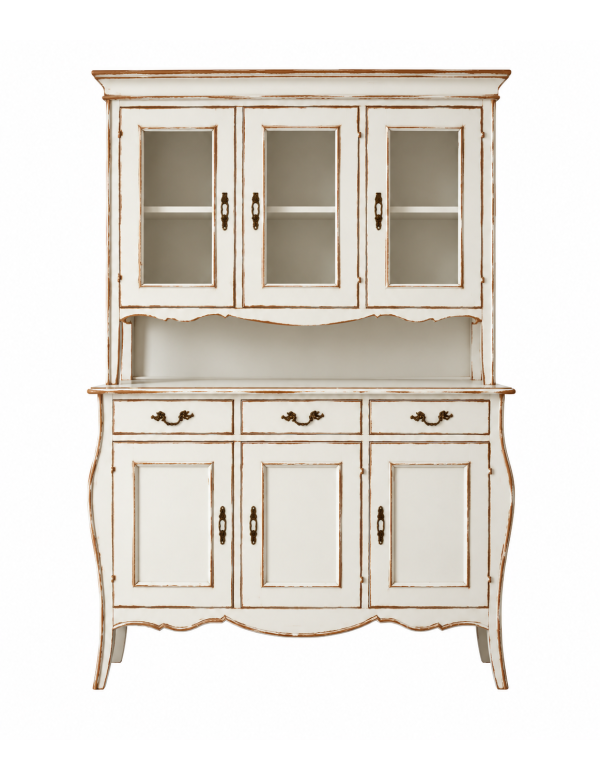 Cristalliera classica legno bianco spigolato marrone 151x50x214 (3088+3089) vista frontale