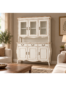 Cristalliera classica legno bianco spigolato marrone 151x50x214 (3088+3089)