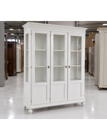 Vetrina classica 3 ante arte shabby Legno bianco 144X45X200 (953)