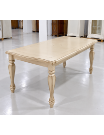 Tavolo classico sagomato allungabile rettangolare avorio anticato 160X100x80