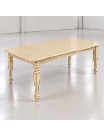 Tavolo classico sagomato allungabile rettangolare avorio anticato 160X100x80