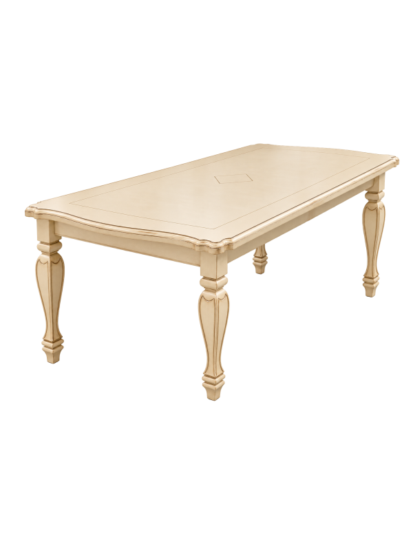 Tavolo classico sagomato allungabile rettangolare avorio anticato 160X100x80