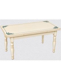 Tavolo Allungabile Legno avorio anticato gamba tornita decoro blu 100x70 120x80 140x80 160x85