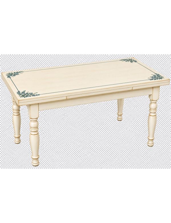 Tavolo Allungabile Legno avorio anticato gamba tornita decoro blu 100x70 120x80 140x80 160x85