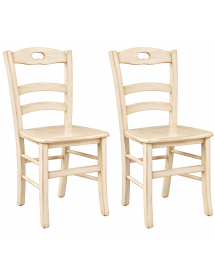 Set 2 sedie shabby legno laccato avorio anticato seduta legno 43x46x89
