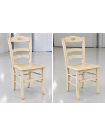 Set 2 sedie shabby legno laccato avorio anticato seduta legno 43x46x89