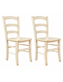 Set 2 sedie shabby legno laccato avorio anticato seduta legno 43x46x89