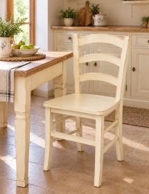 Set 2 sedie shabby legno laccato avorio anticato seduta legno 43x46x89