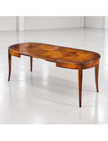 Tavolo ovalino Classico Legno Intarsio Venezia Noce 115x95x77