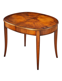 Tavolo ovalino Classico Legno Intarsio Venezia Noce 115x95x77 vista frontale