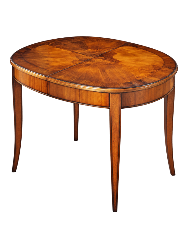 Tavolo ovalino Classico Legno Intarsio Venezia Noce 115x95x77 vista frontale