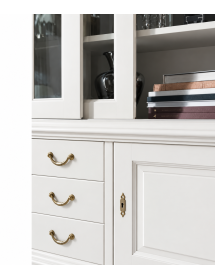 Libreria Cristalliera Bianca con Ante Scorrevoli in Legno - L 212 P 45 H 220 cm